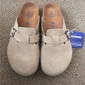Birkenstock Boston Soft Footbed Suede Taupe